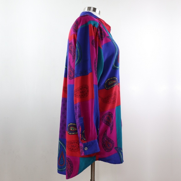 Chico’s Design Silk Long Sleeve Paisley 2 Blouse - Picture 3 of 8